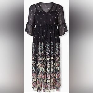 Torrid Floral Black Maxi Dress